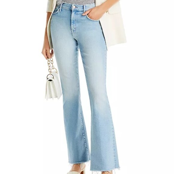 MOTHER The Weekender Fray Mid Rise Flared Jeans California